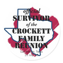 Official Survivor of Texas Family Reunion (red) Round Stickers