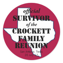 Official Survivor of Texas Family Reunion (red) Round Stickers