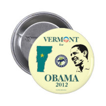 Official Vermont for OBAMA 2012 political pinback 