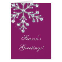Offset Crystal Snowflake Holiday Card (magenta)
