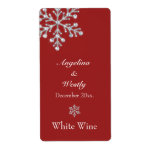 Offset Crystal Snowflake Wedding Wine Label (red)