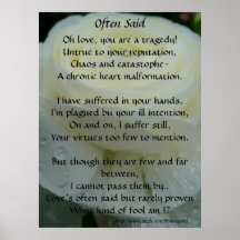 Often Said Love Poem Print
