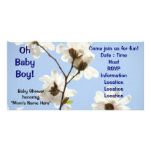 Oh Baby Boy! invitations Baby shower Magnolia Photo Card Template