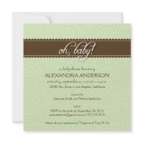 Oh, Baby! Swirly Baby Shower Invitation (sage)
