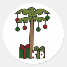Oh Christmas Palm Tree Round Sticker