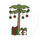 Oh Christmas Palm Tree Round Sticker