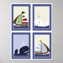 OH la pièce de crèche de garçons de bateau à voile Posters