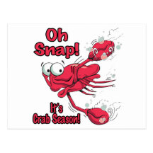 oh snap its crab season funny scared crab post card