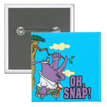 oh snap rhino in trouble hanging branch cartoon pinback button