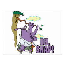 oh snap rhino in trouble hanging branch cartoon post cards