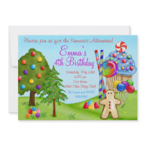 Oh Sweet Candy Land Birthday Cupcake Invitations