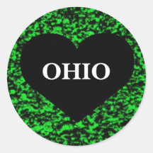 Ohio Heart Green Round Sticker
