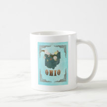 Ohio Map With Lovely Birds Coffee Mug