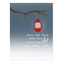 Oil Lamp Camping / Outdoor Evening Save The Date Post Cards