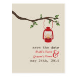 Oil Lamp Camping / Outdoor Wedding Save The Date Post Cards