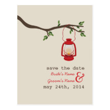 Oil Lamp Camping / Outdoor Wedding Save The Date Post Cards