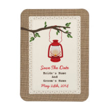 Oil Lantern & Burlap Inspired Save The Date Magnets
