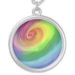 Oil painting rainbow swirl pattern necklace