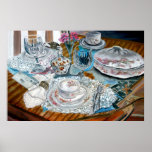 oil painting still life art print lace vases china