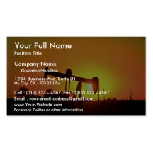 Oil well pump at sunset, Illinois, U.S.A. Business Cards
