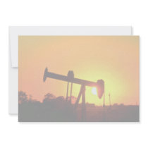 Oil well pump at sunset, Illinois, U.S.A. Invitation