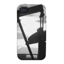 Oil Well Pump Jack Black and White Vibe iPhone 4 Case