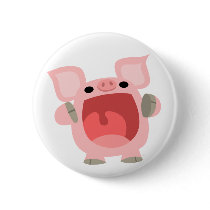 "OINK!!!" Cute Cartoon Pig Button Badge