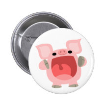 "OINK!!!" Cute Cartoon Pig Button Badge