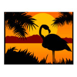 Oiseau à la carte postale de coucher du soleil