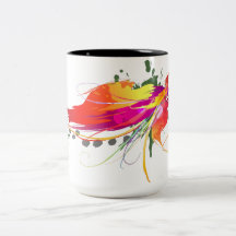 Oiseau abstrait des éclaboussures de peinture de p tasses