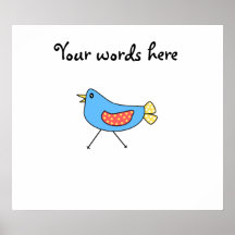 Oiseau bleu avec le pois poster