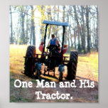Oiseau bleu CSA, un homme et son tracteur Affiche