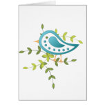 Oiseau bleu de Paisley de bonheur Cartes De Vœux