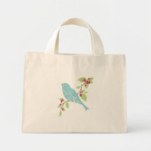 Oiseau bleu sur une branche fourre-tout sacs de toile