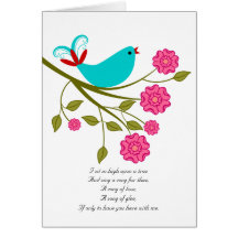 Oiseau chanteur je t'aime, tu me manque carte de p