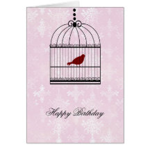 Oiseau dans une cage carte