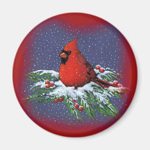 OISEAU DE NOËL : CARDINAL : ART MAGNETS