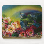 Oiseau et carte postale Mousepad de fleurs Tapis De Souris