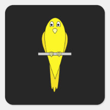 Oiseau jaune. Canari. Sur le noir Autocollant Carré