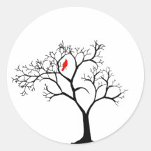 Oiseau rouge cardinal dans l'arbre d'hiver de Milo Autocollants Ronds