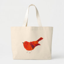 Oiseau rouge mignon sac en toile