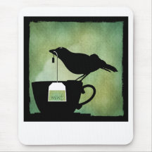 Oiseau sur une tasse de thé Mousepad Tapis De Souris