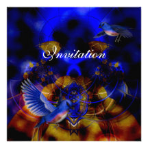 Oiseaux abstraits et bleus d'invitation