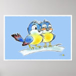 Oiseaux bleus affiche