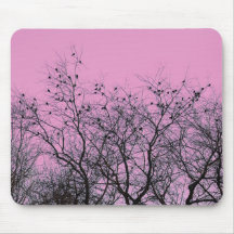 Oiseaux et arbres roses Mousepad Tapis De Souris