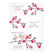 Oiseaux noirs et rouges sur une douche nuptiale de invitations