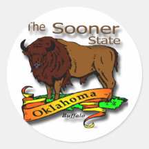 Oklahoma Buffalo Sooner State 2 Round Stickers