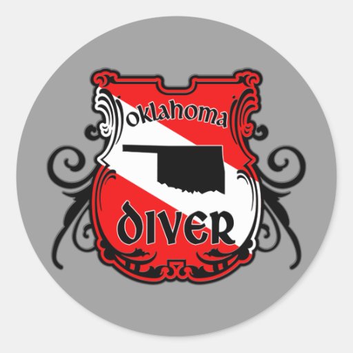 Oklahoma Diver Round Stickers