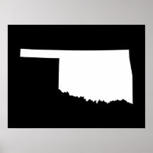 Oklahoma in White and Black Print