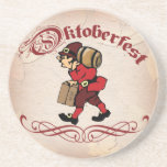 Oktoberfest Beer Man with Fall Leaves Coaster